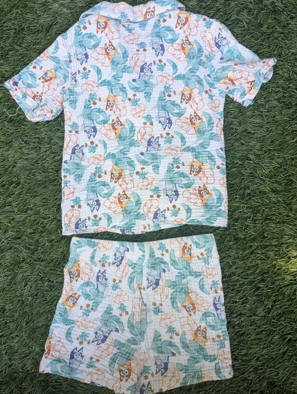 Blue & Green Bluey Print Kids Set